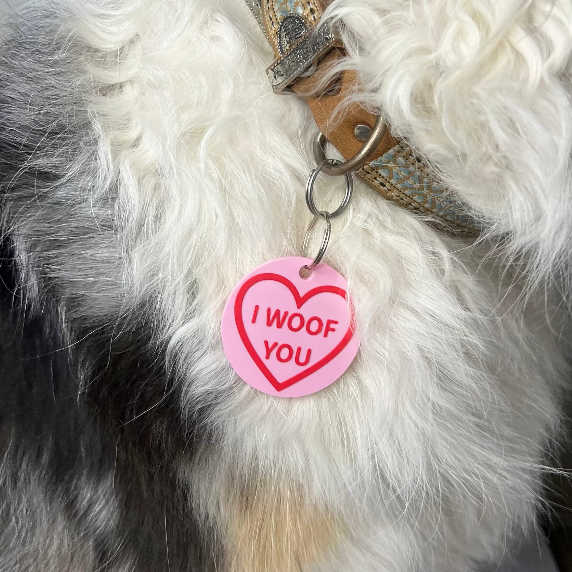 Candy Hearts Dog Tag