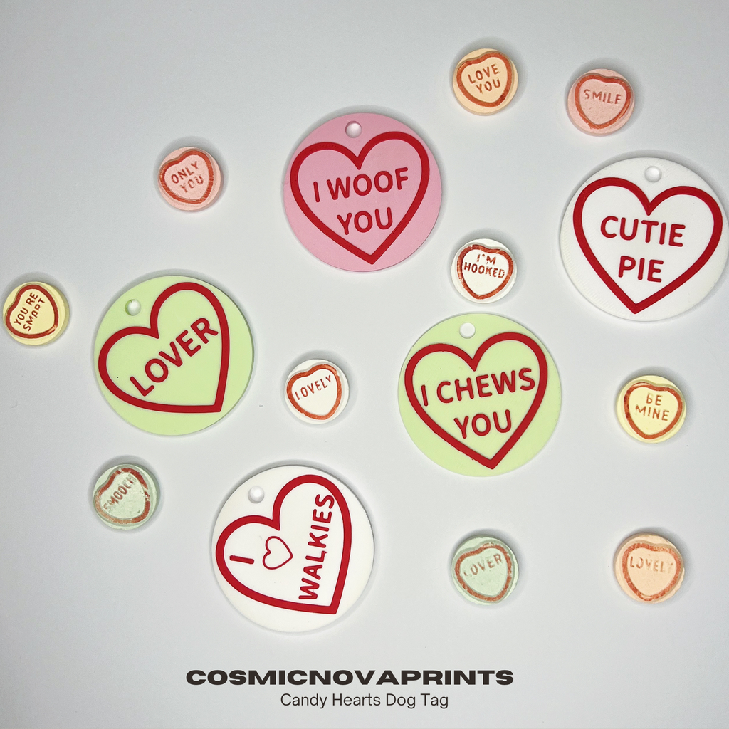 Candy Hearts Dog Tag